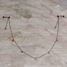 Load image into Gallery viewer, 14G 5/8 Red Black Monster Fang Halloween Dangle Nipple Chain
