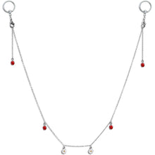 将图片加载到图库查看器，14G 9/16 Clear Gem Ladybug BCR Captive Ring Dangle Nipple Chain
