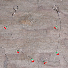 将图片加载到图库查看器，14G 9/16 Clear Gem Red Cherry Captive Ring Dangle Nipple Chain
