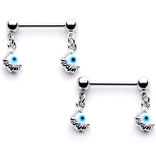 将图片加载到图库查看器，14G 5/8 Blue Eyeball Hand Halloween Dangle Nipple Ring Set
