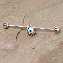 Load image into Gallery viewer, 14G Blue Eyeball Hand Halloween Industrial Barbell 38mm
