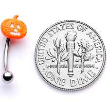 Load image into Gallery viewer, 16G 5/16 Jack O Lantern Pumpkin Halloween Curved Eyebrow Ring
