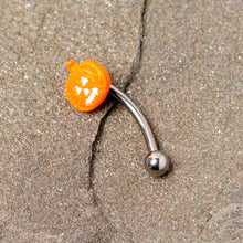 Load image into Gallery viewer, 16G 5/16 Jack O Lantern Pumpkin Halloween Curved Eyebrow Ring
