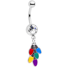 将图片加载到图库查看器，Clear Gem Christmas Lights Holiday Dangle Belly Ring
