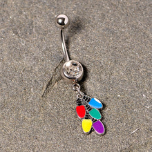 将图片加载到图库查看器，Clear Gem Christmas Lights Holiday Dangle Belly Ring
