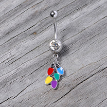 将图片加载到图库查看器，Clear Gem Christmas Lights Holiday Dangle Belly Ring

