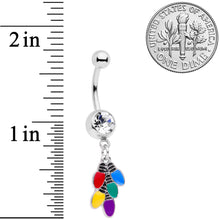 将图片加载到图库查看器，Clear Gem Christmas Lights Holiday Dangle Belly Ring
