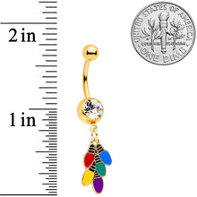 Load image into Gallery viewer, Clear Gem Gold Tone Christmas Lights Holiday Dangle Belly Ring
