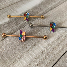 Load image into Gallery viewer, 14G Gold Tone Christmas Lights Industrial Barbell 38mm
