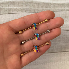 Load image into Gallery viewer, 14G Gold Tone Christmas Lights Industrial Barbell 38mm
