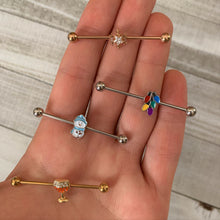 Load image into Gallery viewer, Orange Gem Gold Tone Holiday Wine Halloween Industrial Barbell 38mm
