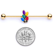 Load image into Gallery viewer, 14G Gold Tone Christmas Lights Industrial Barbell 38mm

