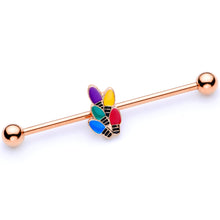Load image into Gallery viewer, 14G Rose Gold Tone Christmas Lights Industrial Barbell 38mm
