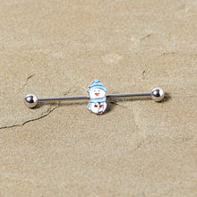 Load image into Gallery viewer, 14G Snowman Winter Holiday Industrial Barbell 38mm
