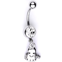 Load image into Gallery viewer, Clear Gem Happy Ghost Halloween Dangle Belly Ring
