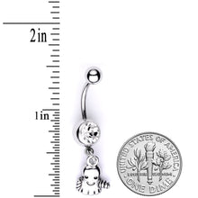Load image into Gallery viewer, Clear Gem Happy Ghost Halloween Dangle Belly Ring
