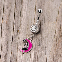 将图片加载到图库查看器，Pink Moon Witch Halloween Dangle Belly Ring
