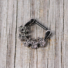 将图片加载到图库查看器，16G 5/16 Black Scary Skeletons Halloween Septum Clicker
