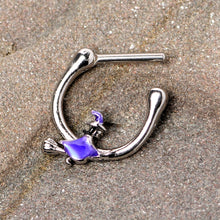 Load image into Gallery viewer, 16G 5/16 Blue Spooky Witch Halloween Septum Clicker
