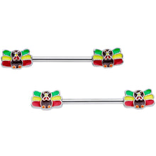 Load image into Gallery viewer, 14G 5/8 Rasta Turkey Thanksgiving Barbell Nipple Ring Set
