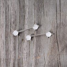 Load image into Gallery viewer, 14G 5/8 White Faux Opal Dragon Claw Barbell Nipple Ring Set
