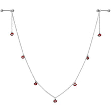 Load image into Gallery viewer, 14G 5/8 Red Monster Fang Halloween Dangle Nipple Chain
