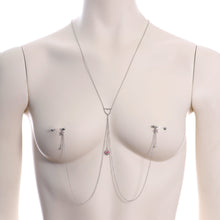将图片加载到图库查看器，14G 5/8 Pink Gem Sun Heart Star Nipple Chain Necklace
