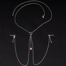 将图片加载到图库查看器，14G 5/8 Pink Gem Sun Heart Star Nipple Chain Necklace
