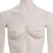 Load image into Gallery viewer, 14G 5/8 Clear Gem Gold Tone Sun Heart Star Nipple Chain Necklace
