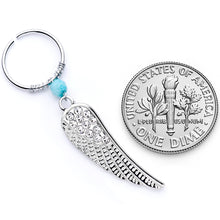 Load image into Gallery viewer, 20G 3/8 Clear Gem Feather Feathered Wing Dangle Closure Ring
