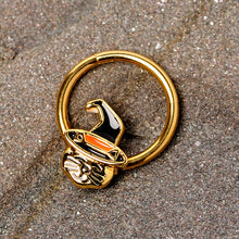 将图片加载到图库查看器，16G 3/8 Gold Tone Witch Hat Cat Halloween Hinged Segment Ring
