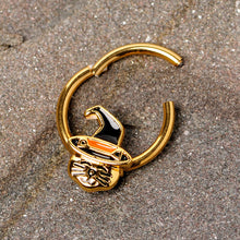 将图片加载到图库查看器，16G 3/8 Gold Tone Witch Hat Cat Halloween Hinged Segment Ring

