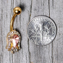 Load image into Gallery viewer, Pink Gem Gold Tone Plated Tulip Flower Belly Ring
