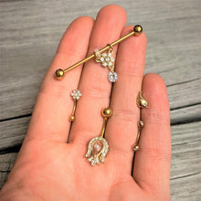 将图片加载到图库查看器，16G 1/4 Clear Gem Gold Tone Little Bird Cartilage Tragus Earring
