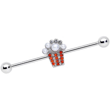 Load image into Gallery viewer, 14G White Orb Movie Night Popcorn Industrial Barbell 38mm

