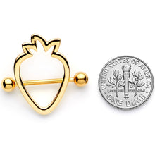 Load image into Gallery viewer, 14G 3/4 Gold Tone Hollow Strawberry Nipple Shield Set
