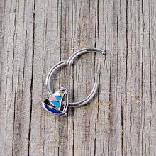 将图片加载到图库查看器，16G 3/8 Black Gem Pink Teal Nautical Sailboat Hinged Segment Ring
