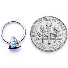将图片加载到图库查看器，16G 3/8 Black Gem Pink Teal Nautical Sailboat Hinged Segment Ring

