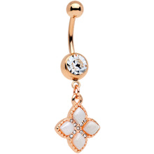 将图片加载到图库查看器，Clear Gem Rose Gold Tone Royal Renaissance Dangle Belly Ring
