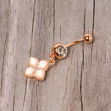 将图片加载到图库查看器，Clear Gem Rose Gold Tone Royal Renaissance Dangle Belly Ring
