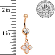 将图片加载到图库查看器，Clear Gem Rose Gold Tone Royal Renaissance Dangle Belly Ring
