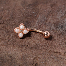 Load image into Gallery viewer, 16G 5/16 Clear Gem Rose Gold Tone Rhombus Curved Eyebrow Ring
