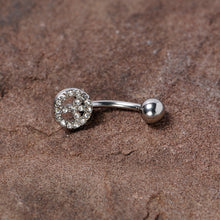 Load image into Gallery viewer, 16G 5/16 Clear Gem Retro Peace Sign Curved Eyebrow Ring
