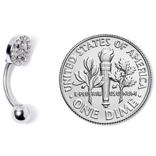 Load image into Gallery viewer, 16G 5/16 Clear Gem Retro Peace Sign Curved Eyebrow Ring
