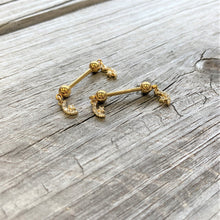 Load image into Gallery viewer, 14G 9/16 Clear Gem Gold Tone Moon Dangle Barbell Nipple Ring Set
