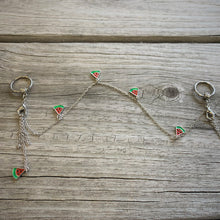 将图片加载到图库查看器，14G 9/16 Clear Gem Watermelon Captive Ring Dangle Nipple Chain
