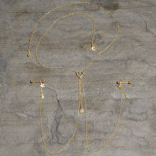 Load image into Gallery viewer, 14G 5/8 Aurora Gem Gold Tone Sun Heart Star Nipple Chain Necklace
