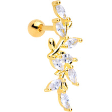 Load image into Gallery viewer, 16G 1/4 Clear CZ Gem Gold Tone Trailing Vine Cartilage Tragus

