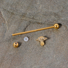 Load image into Gallery viewer, 14G Clear Gem Gold Tone Alien UFO Beam Industrial Barbell 38mm
