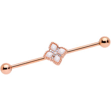 Load image into Gallery viewer, 14G Clear Gem Rose Gold Tone Renaissance Industrial Barbell 38mm
